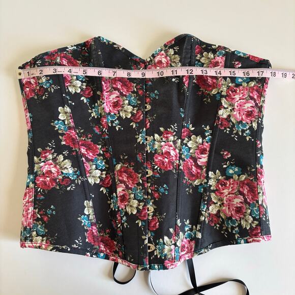 Alivia y Fashion Simone Plus Size Black Floral Print Clasp Corset Top Size 3X - Picture 3 of 8